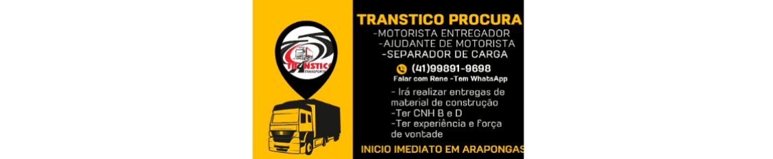 Banner da vaga de Transportadora Transtico